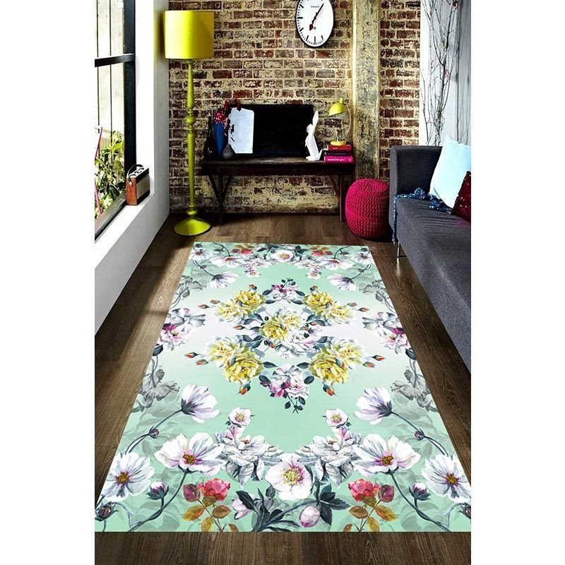 Ivy Watercolor Flowers Digital Printed Carpet Ivy Watercolor Flowers Digital Printed Carpet