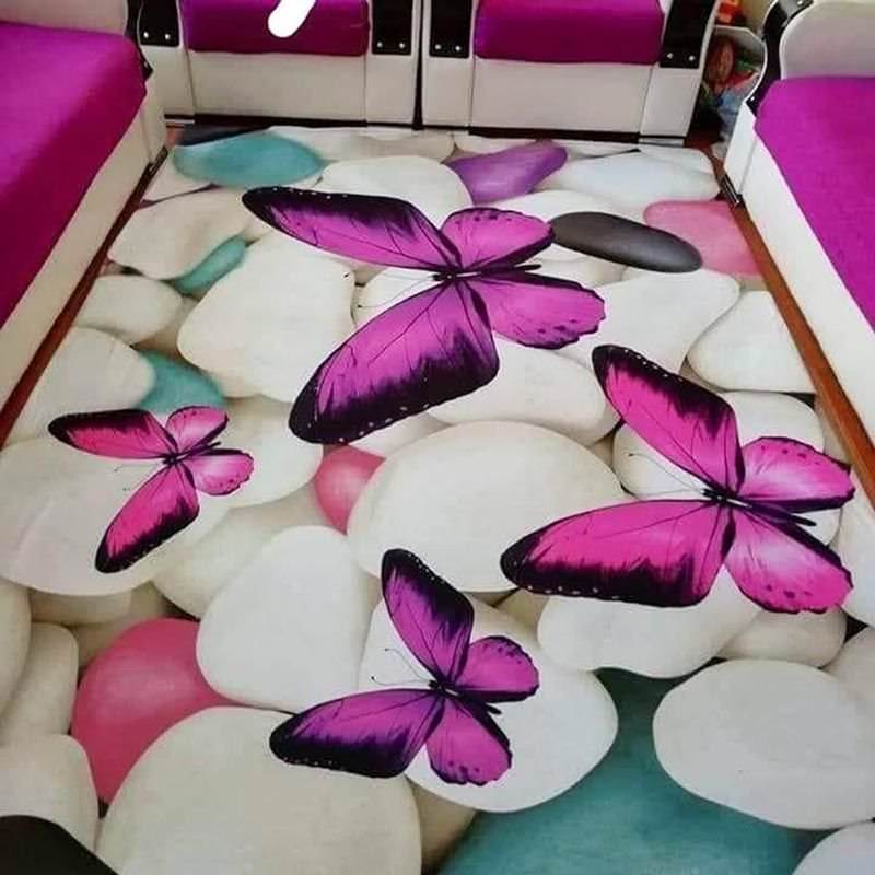 Butterfly Stone Patterned Digital Printed Carpet