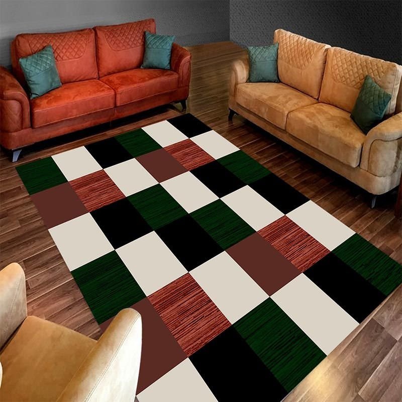 Colorful Checkered Pattern Digital Printed Carpet