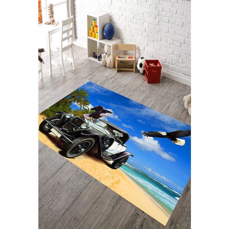 Special Design Retro Car Beach Digital Printed Carpet