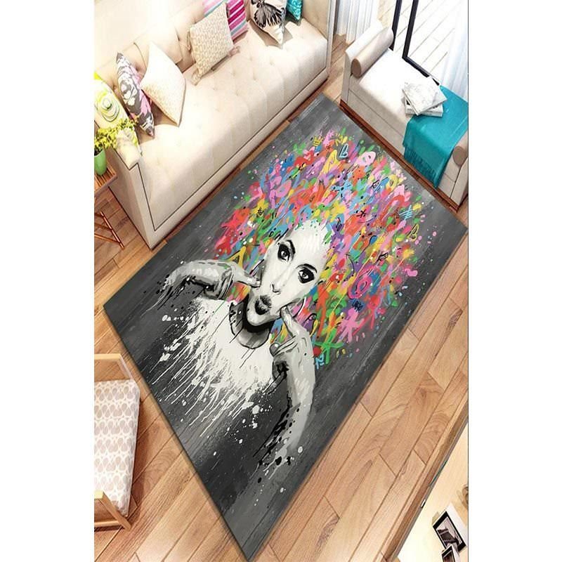 Custom Portrait Drawing And Graffiti Work Digital Printed Carpet