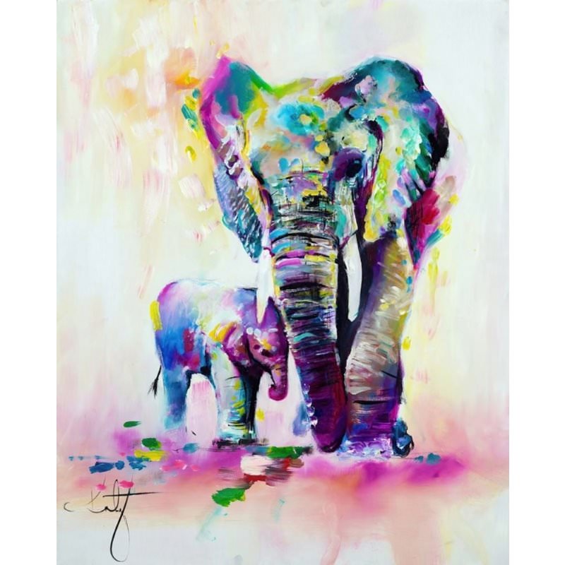 Elephant and Cub Painting Elephant and Cub Painting