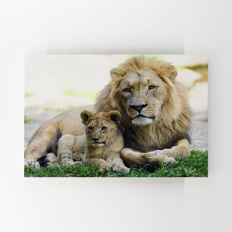 Father and Son Lion Painting