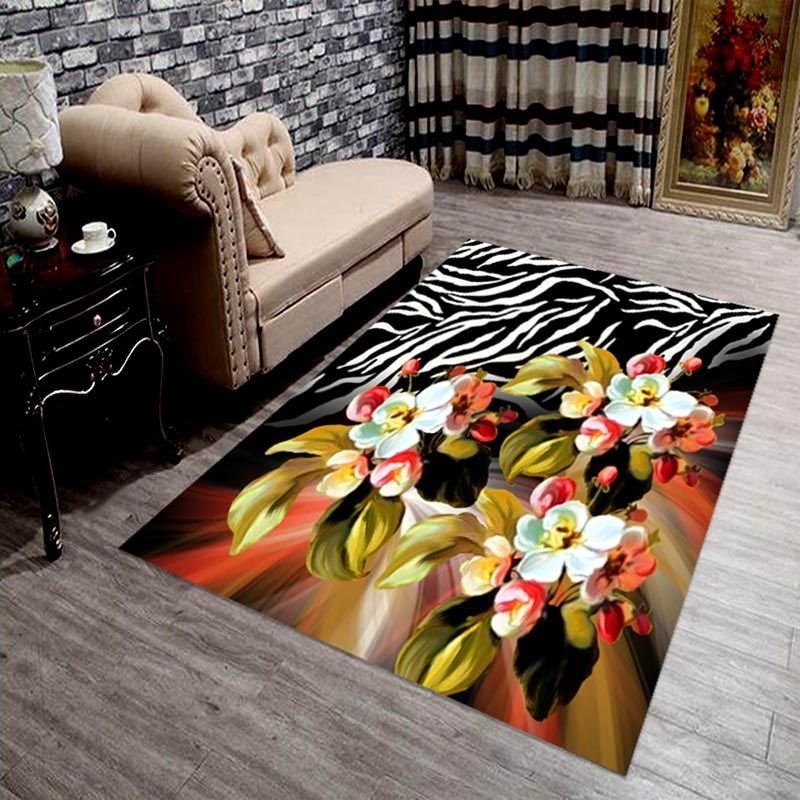 Floral Zebra Patterned Digital Printed Carpet Floral Zebra Patterned Digital Printed Carpet