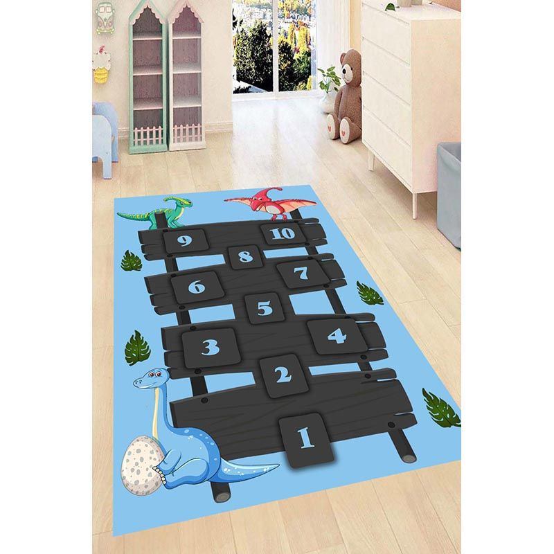 Hopscotch Detailed Tutorial Blue Digital Printed Carpet