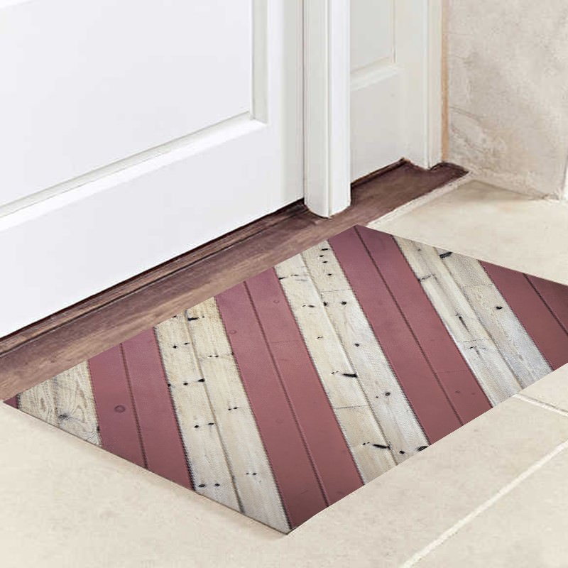 Striped Wooden Door Mat