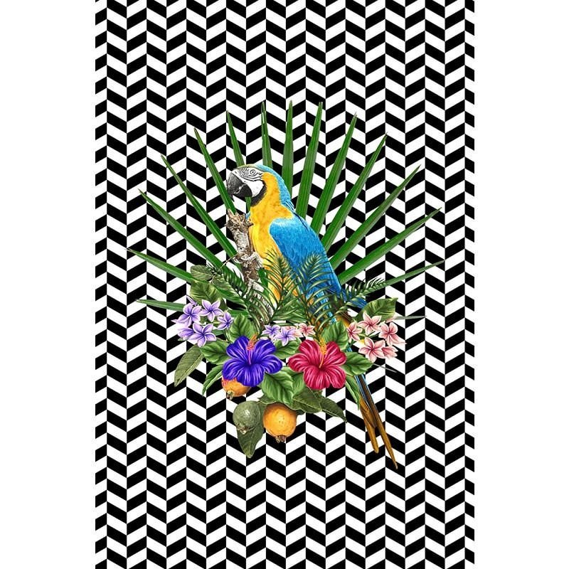 Parrot And Geometric Floor Digital Printed Carpet
