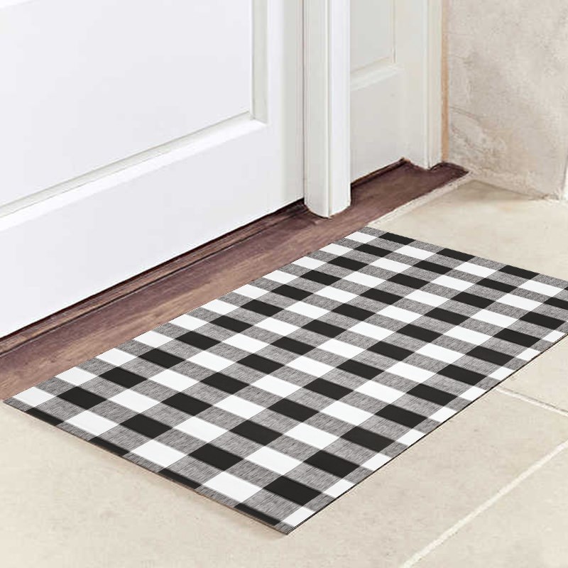 Gingham Black and White Door Mat