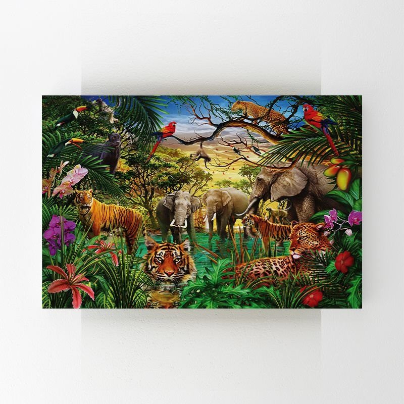 Animal Collage Oil Painting on Safari