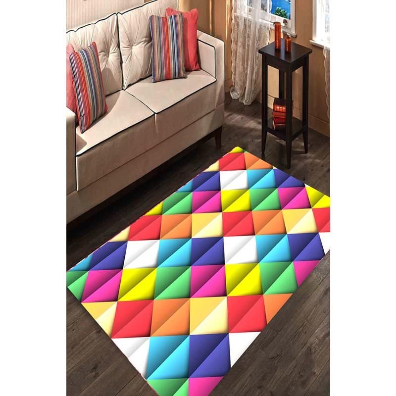 Shaded Square Colors Digital Printed Carpet