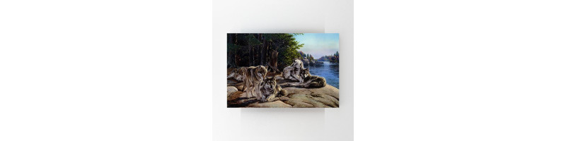 Wolves By The Lake Oil Painting