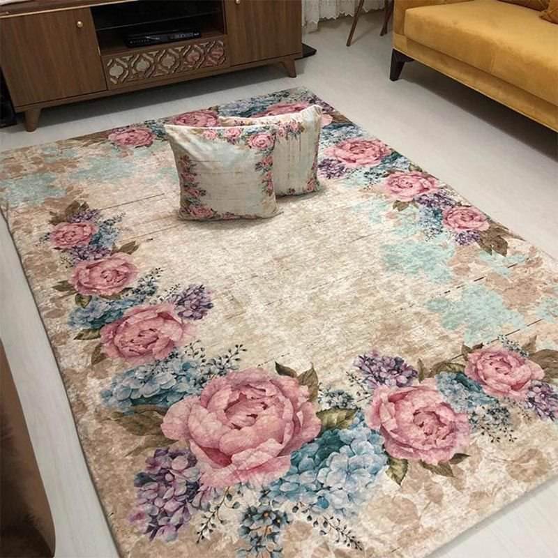 Wooden Flower Patterned Digital Printed Carpet