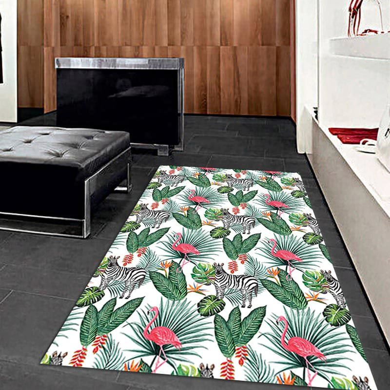 Zebra And Flamingo Patterned Digital Printed Carpet Zebra And Flamingo Patterned Digital Printed Carpet